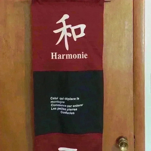 Tapestry scroll with chinese characters and french. - Picture 1 of 5